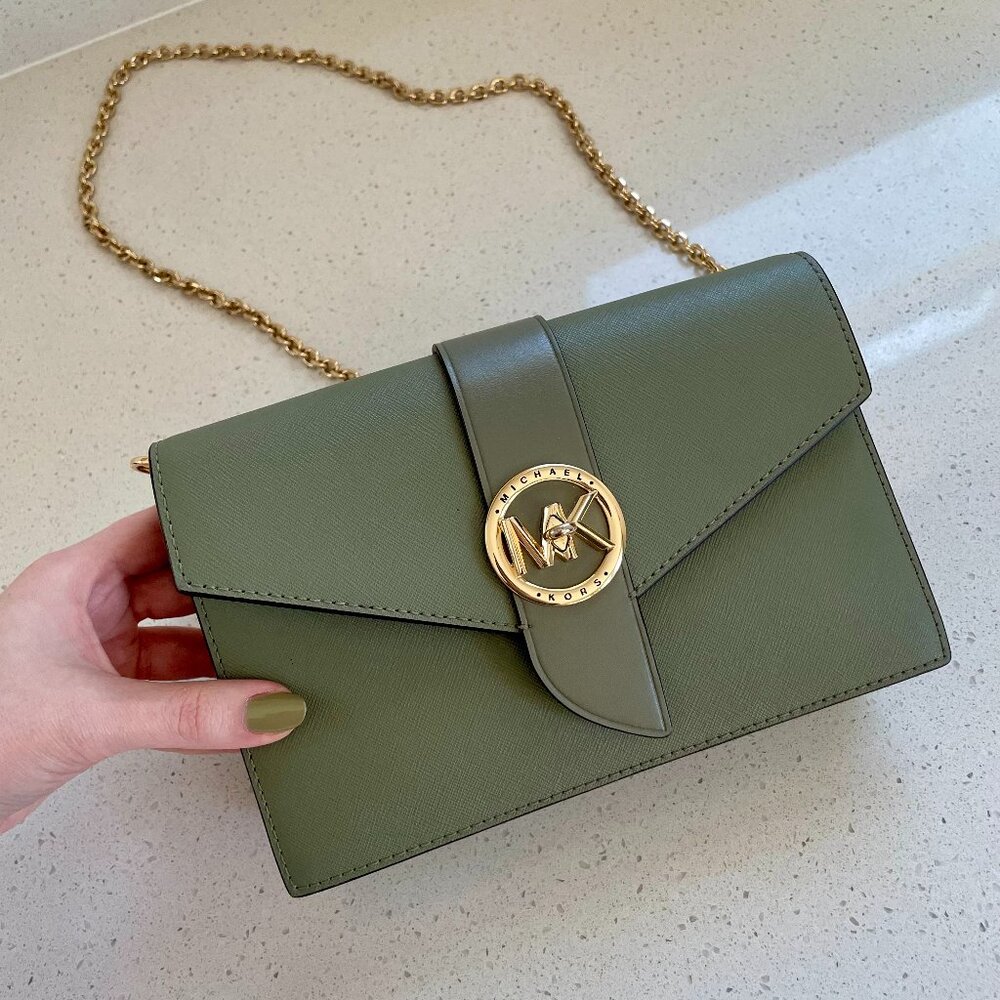 BARELY USED Michael Kors Olive Green Chain Flap Bag